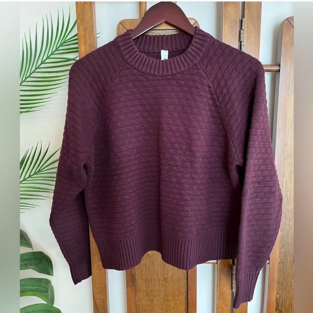 Lululemon Texture Play Crew Sweater Cassis Maroon Cashmere Size XS S NWT - Picture 1 of 11